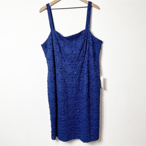 ALEX EVENINGS BLUE PLUS SIZE MINI DRESS SIZE 20W BRAND NEW - Picture 1 of 9